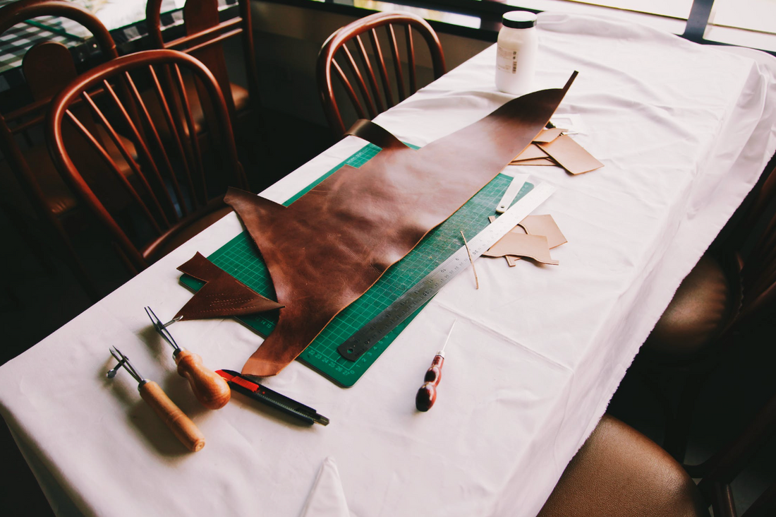 leather working, leather, leather craft, leather bench, leather tools