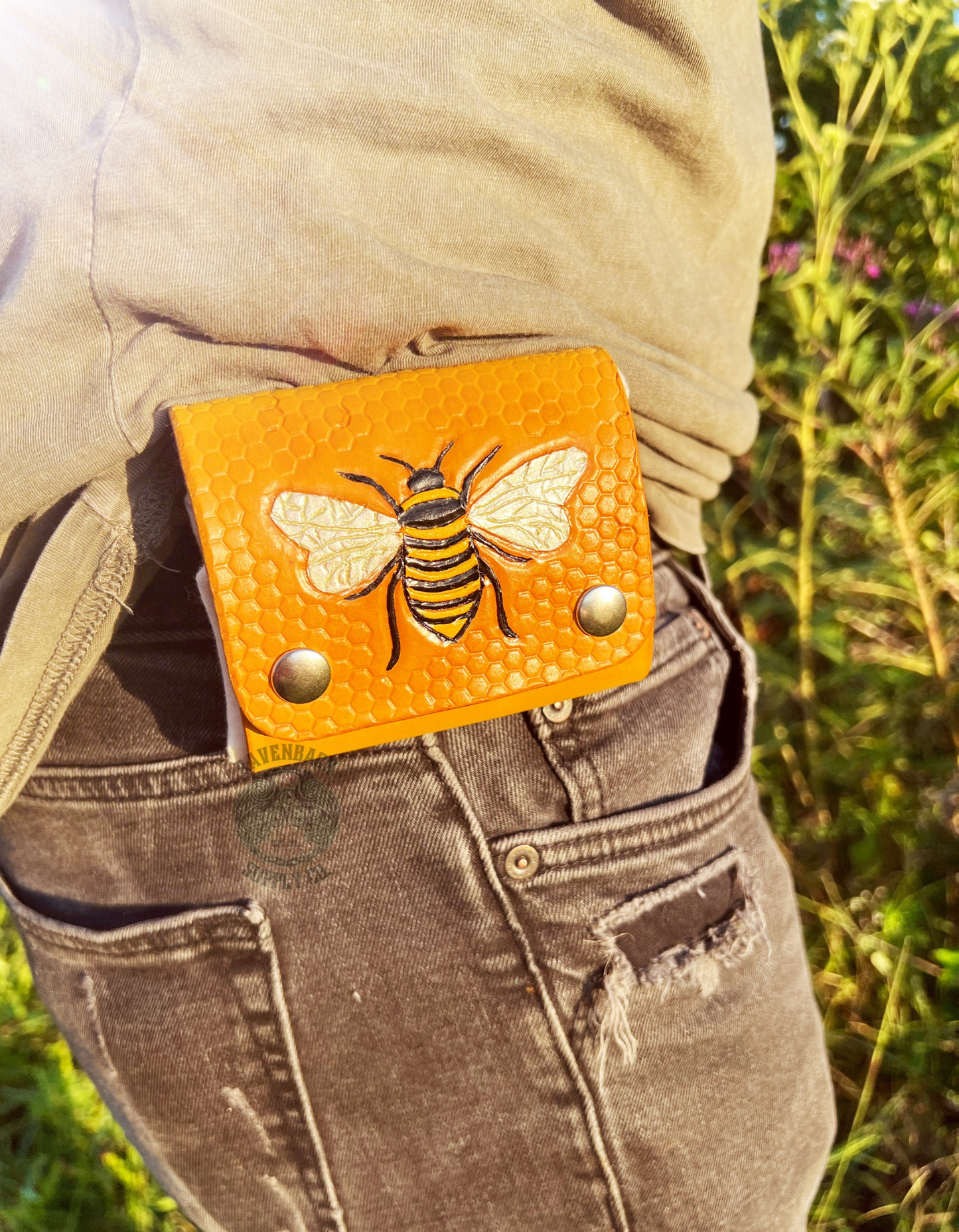 Honey Bee Leather Foraging Pouch