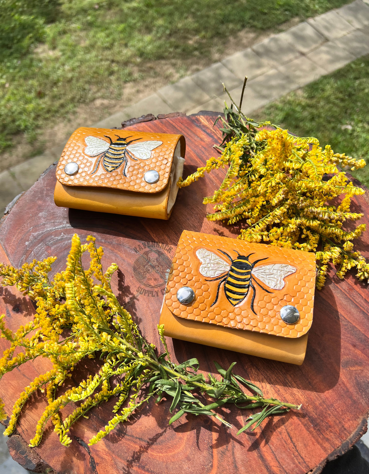 Honey Bee Leather Foraging Pouch